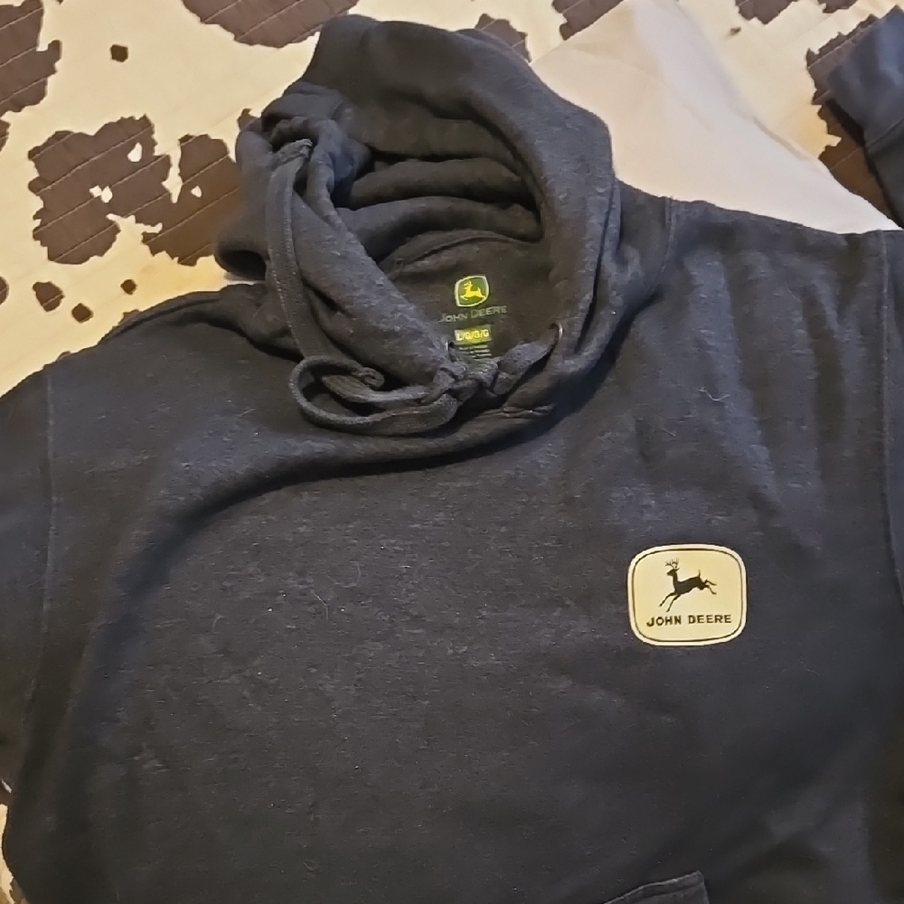 John Deere Navy Hooded Sweatshirt with Iconic Logo On The Back
